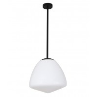 CLA-Ciotola: Interior Tipped Dome Frosted Glass Pendant Lights-Matt Black